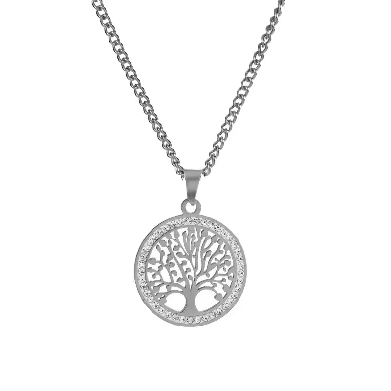 4pcs/Set Stainless Steel Hollow Tree Of Life Peace Pendant Necklace Bracelet Earrings Ladies Wedding Jewelry Set - Image 4