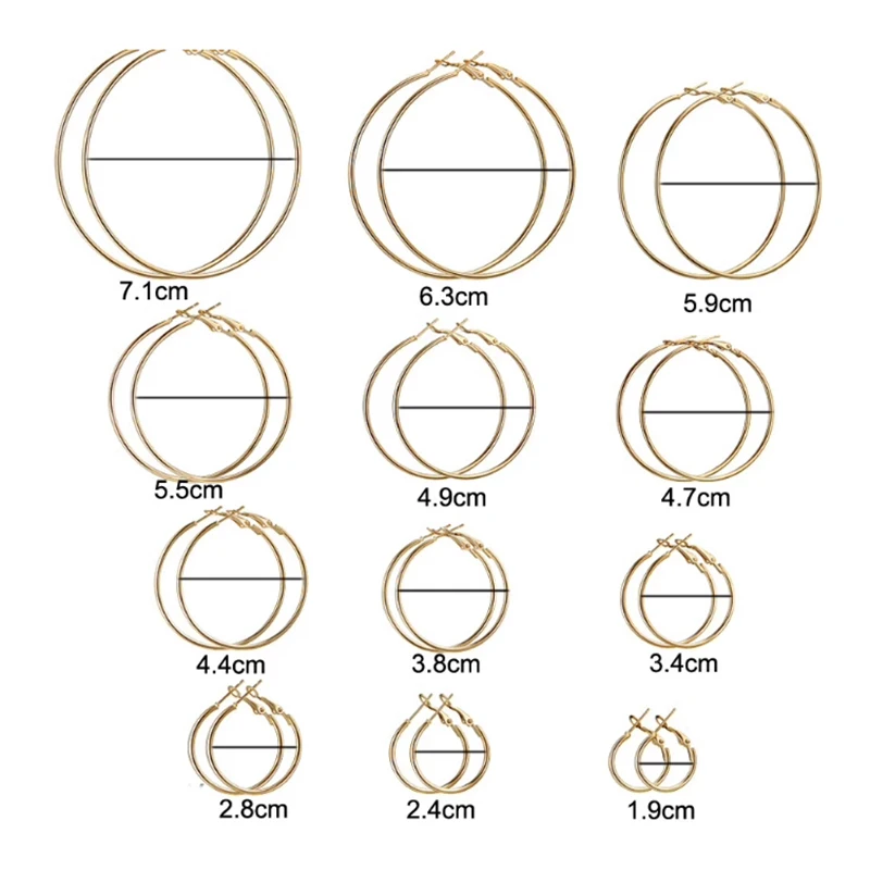 12Pairs/6Pairs Simple Punk Hoop Earrings Set Big Circle Earrings Jewelry for Women Girls Ear Hoops Earring Round Oversized - Image 6