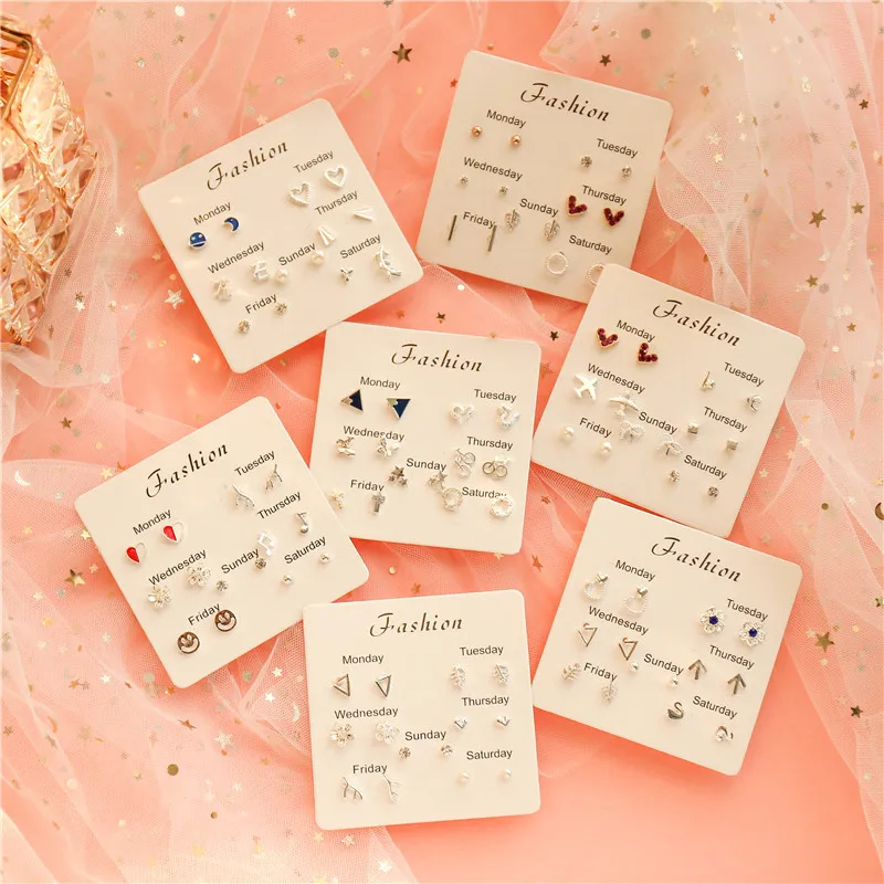 New S925 Silver Needle Stud Earrings Set for Women Girls Simple Cute Exquisite Mini Earrings Jewelry Gift Wholesale Direct Sales - Image 3