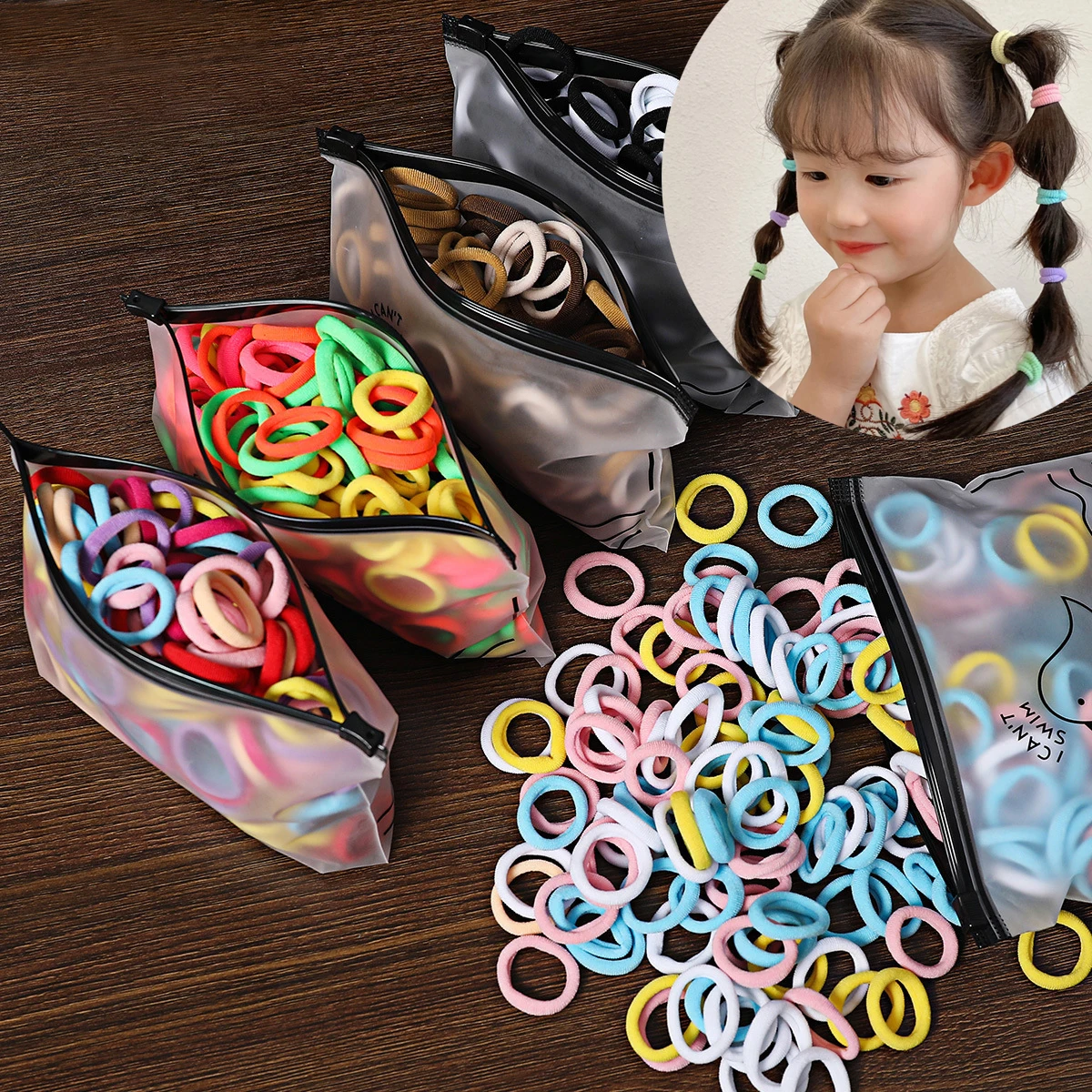 50/100Pcs Hair Bands for Children Colorful Nylon Scrunchie Hair Ties Rubber Band Kids Elastic Hair Leagues Girl Hair Accessories - Image 3