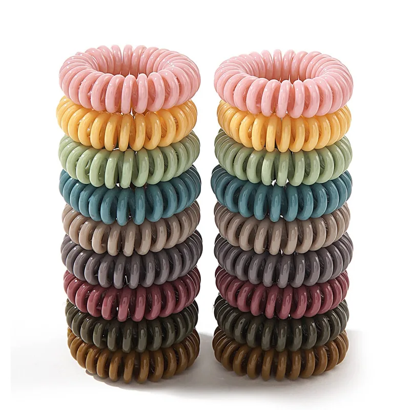 18pcs Telephone Wire Hair Bands Small Korean Large Autumn And Winter Thickened Without Trace Female Children Durable Tie Hair - Image 6
