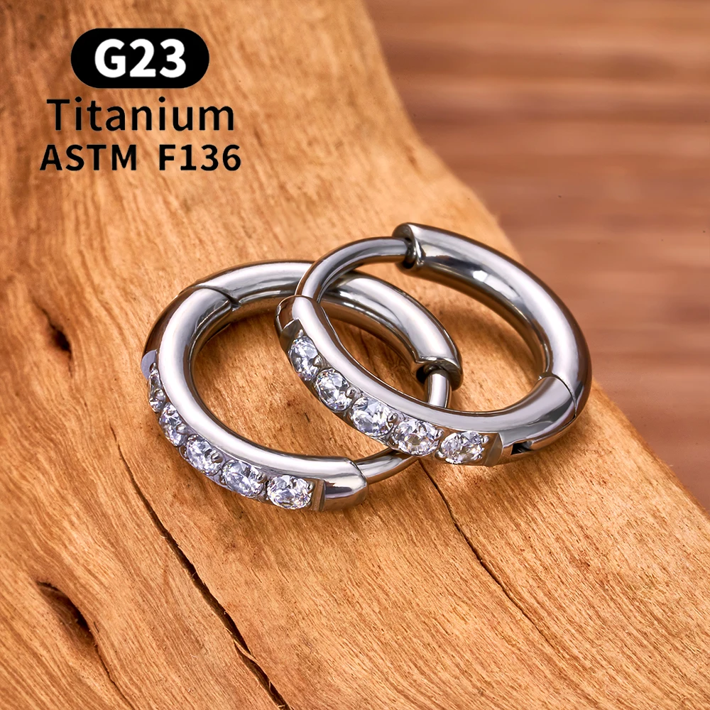 2/20PCS G23 Titanium Earring Hoop CZ Hinged Segment Round Nose Ring for Women Ear Tragus Cartilage Helix Daith Piercing Jewelry - Image 5