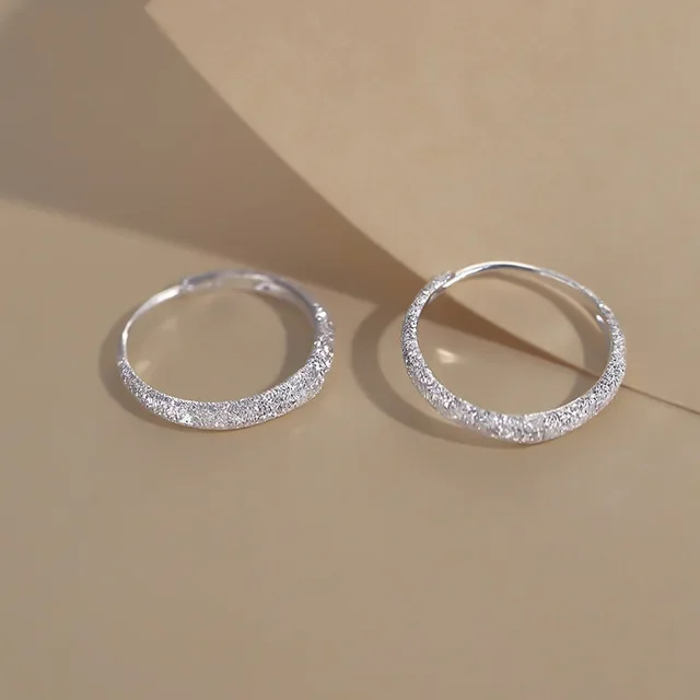 925 Silver Needle Piercing Circle Charm Hoop Earring For Women Girls Party Wedding Jewelry - Image 6