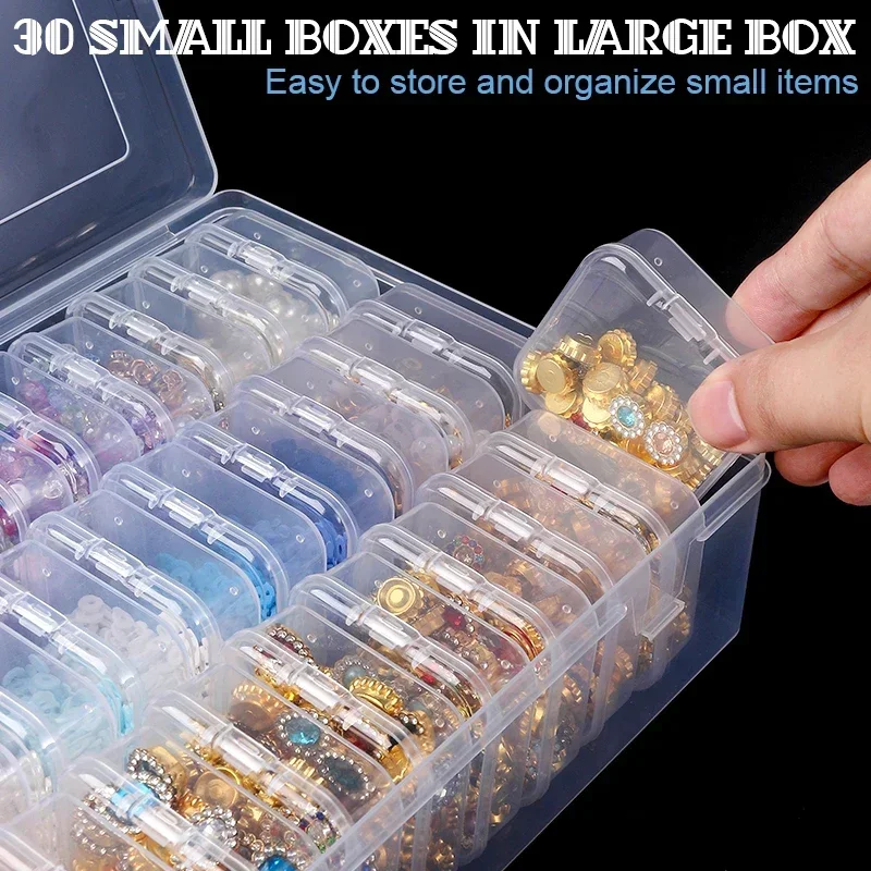 Bead Organizer Box 30Pcs Small Clear Plastic Bead Storage Containers with Hinged Lid for Storage of Small Items Crafts Jewelry - Image 4