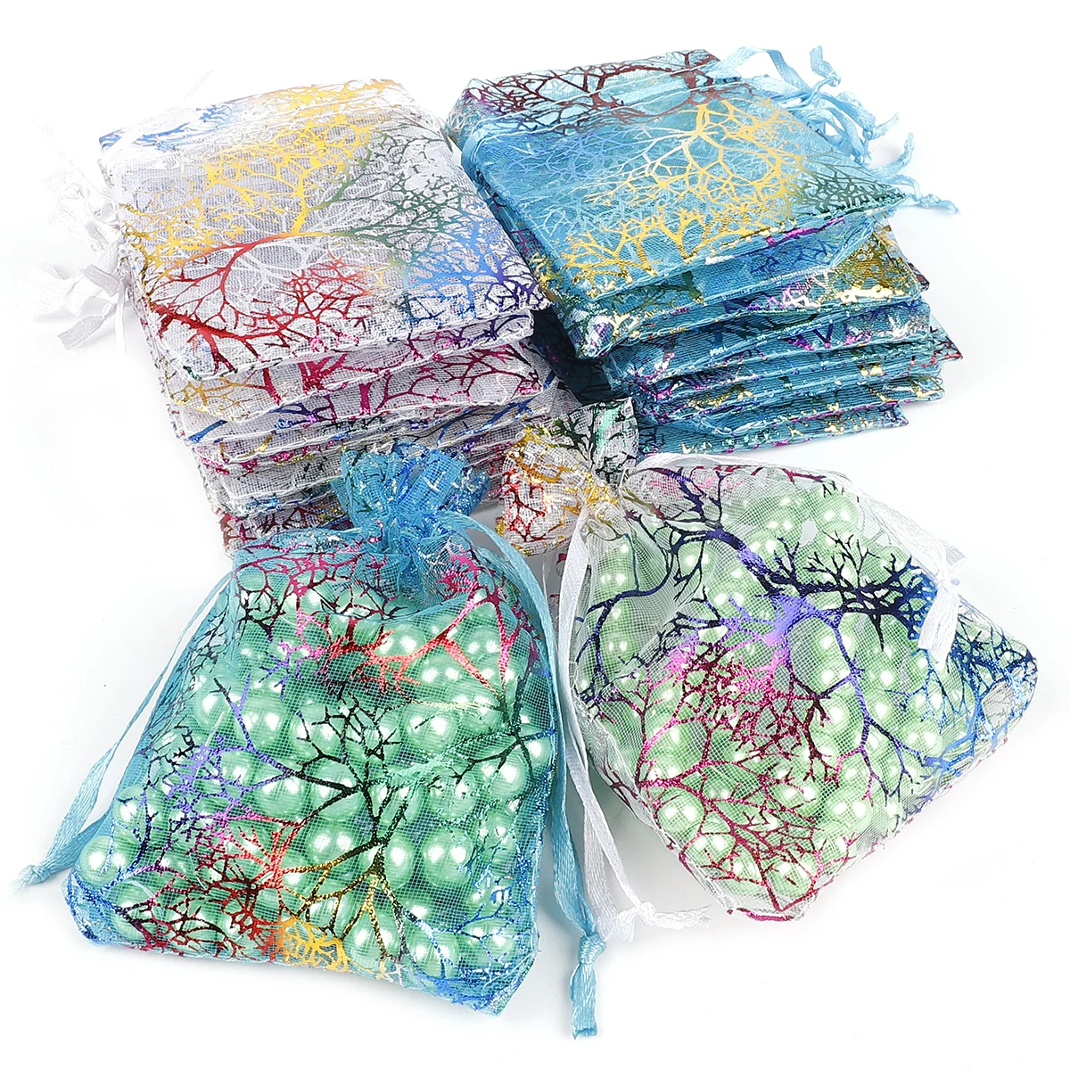 10-50pcs Drawstring Organza Bags Jewelry Packaging Bag Wedding Party Gift Christmas Birthday Gift Pouches 7x9/9x12/10x15/13x18CM - Image 4