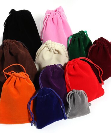 5-10pcs/lot Color Velvet Drawstring Bag Multi-size Packing Sachet for Jewelry Candy Storage Display Festival Gift Packing Pouch