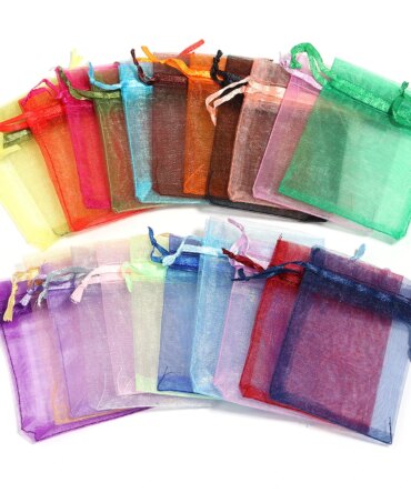 10pcs/Lot 24 Colors Organza Bags Jewelry Bag Wedding Gift Storage Drawstring Pouches Jewelry Packaging Bags Present Wholesale