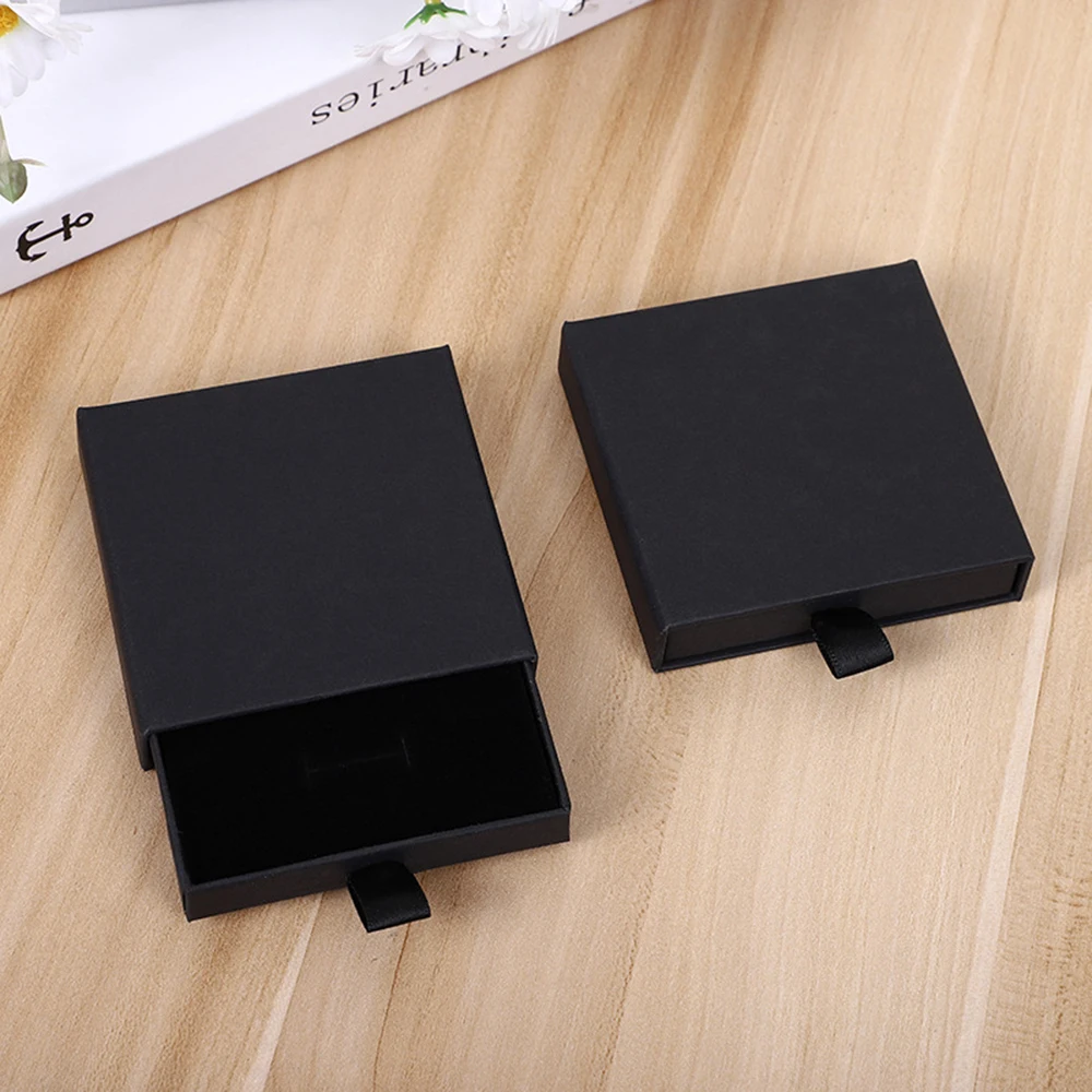 Thick Kraft Paper Drawer Jewelry Set Packaging Box Ring Necklace Bracelets Earring Gift Case Container With Sponge Inside