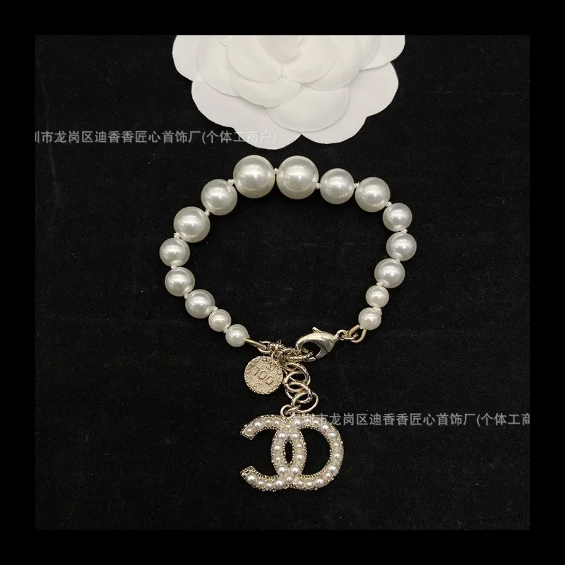 Diamond Stud Earrings, Pearl Necklace, Double Women's Fashion Brooch, Bracelet Set Series - Image 3