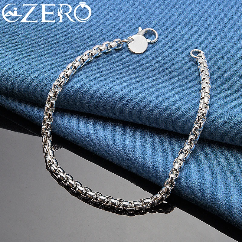 ALIZERO 18K Gold Bracelets 925 Sterling Silver 4mm Round Box Chain Bracelet For Woman Man Fashion Jewelry Wedding Party Gift - Image 5