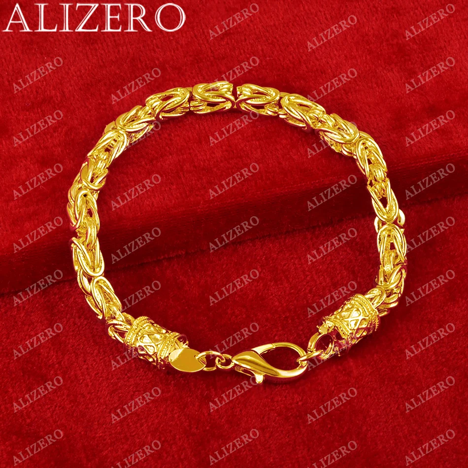 ALIZERO 18K Gold Bracelet 5mm Faucet Chain Bracelets For Men Woman Fashion Wedding Party Gift Fine Jewelry Wholesale - Image 3