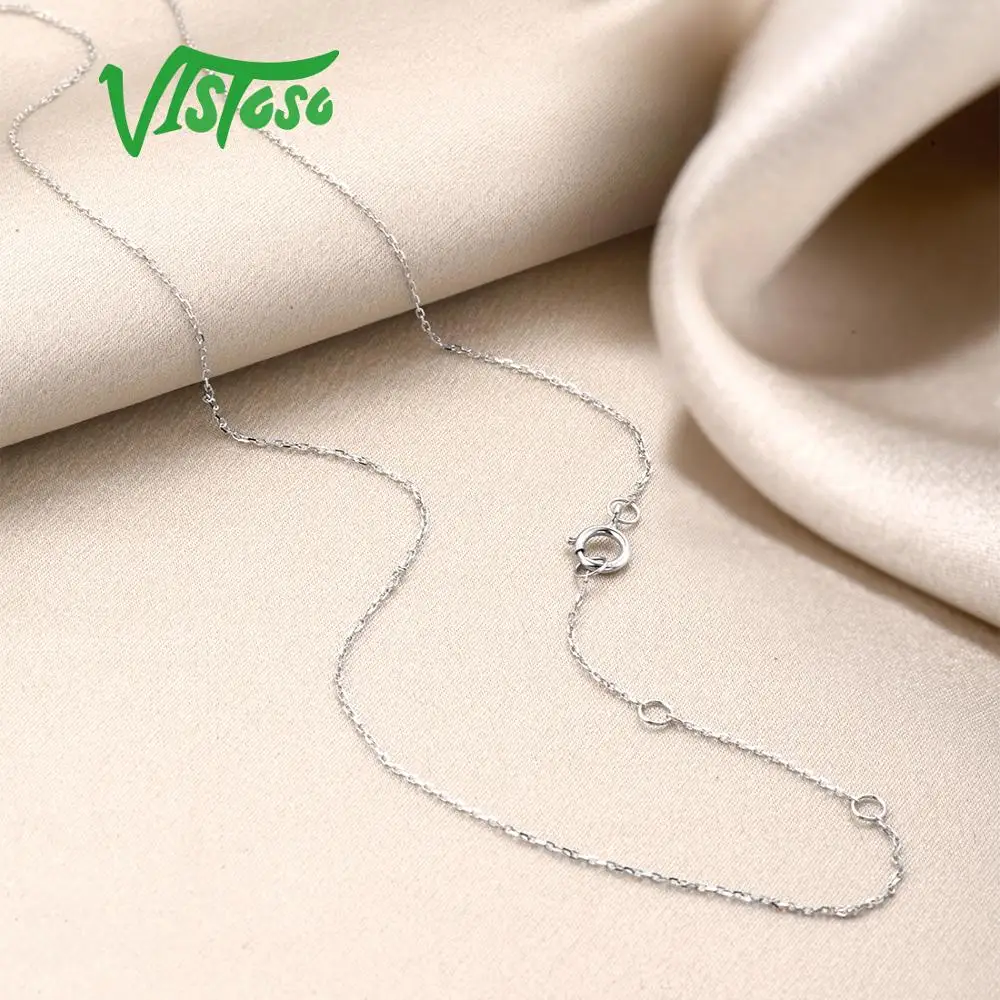 VISTOSO Gold Necklace For Women Genuine 14K 585 Rose/Yellow/White Gold Necklace Chain 42cm Fine Jewelry - Image 5