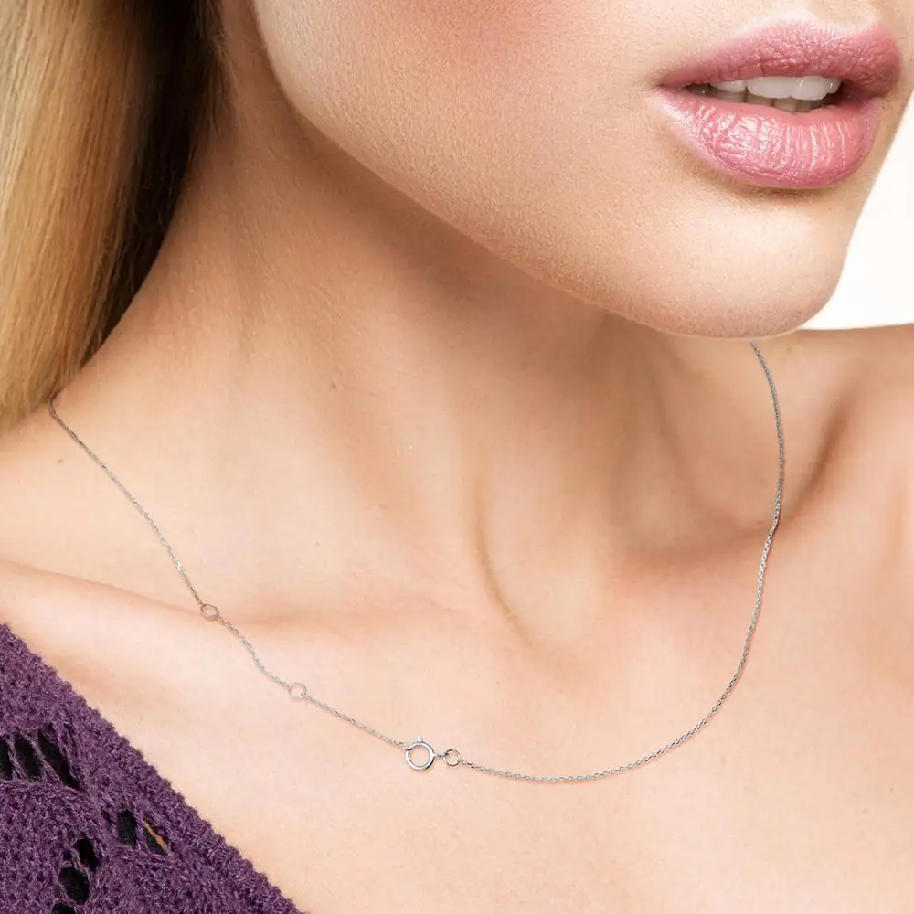 VISTOSO Gold Necklace For Women Genuine 14K 585 Rose/Yellow/White Gold Necklace Chain 42cm Fine Jewelry - Image 6