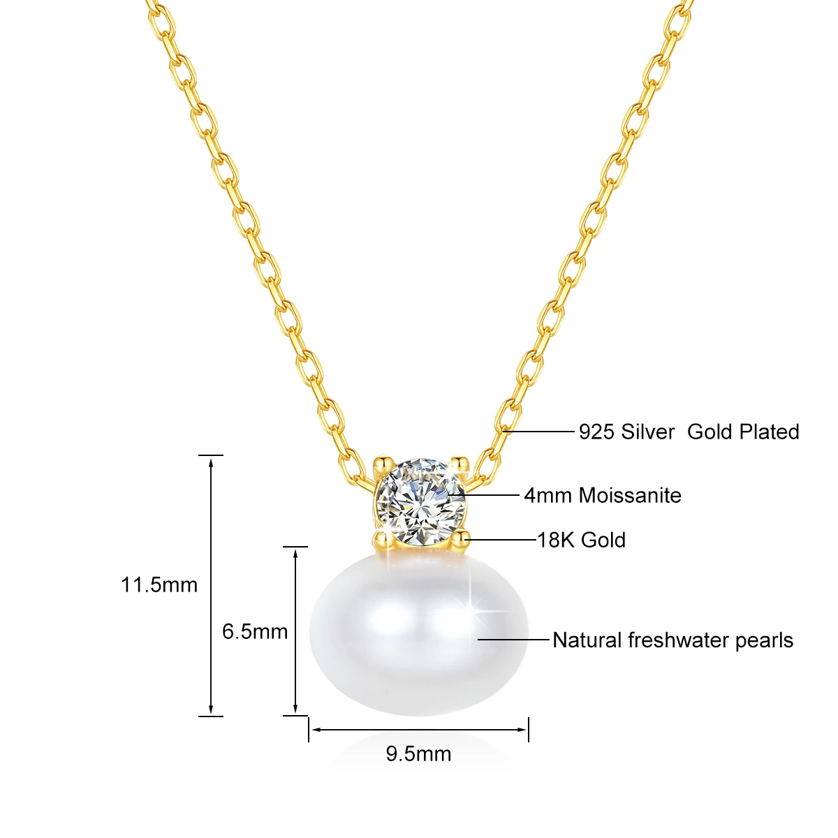 100% Real 18K Gold Pearl Necklace With Moissanite Stone Luxury AU750 K Gold Pendant Wedding Jewelry Gift With Certificate 2025 - Image 6