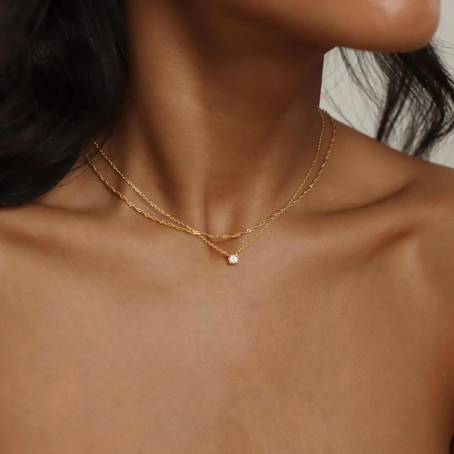 Diamond Necklaces for Women K Gold/Sterling Silver Choker Necklace Simple Gold Plated Jewelry Necklaces for Women Gifts - Image 5