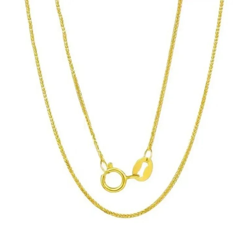 18k Gold Necklace Chopin Chain Au750 Steel Stamp 100% Genuine for Women Anniversary Gift Trendy Jewelry Suitable for Pendants - Image 5