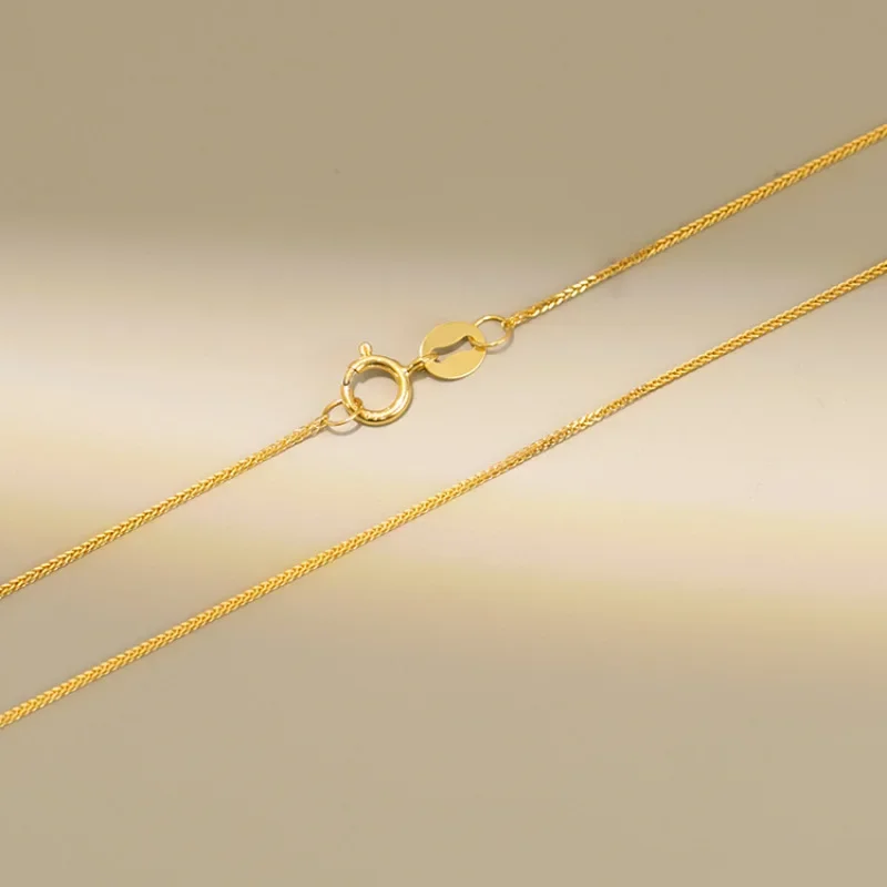 18k Gold Necklace Chopin Chain Au750 Steel Stamp 100% Genuine for Women Anniversary Gift Trendy Jewelry Suitable for Pendants - Image 3