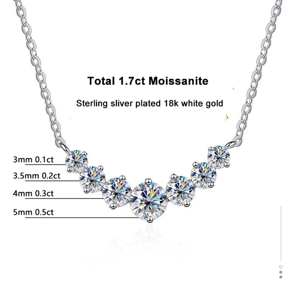 Moissanite Necklace for Woman Wedding Fine Jewely with Certificates 925 Sterling Sliver Plated 18k White Gold Necklace - Image 6