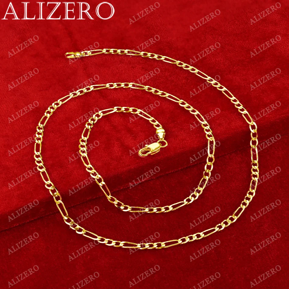 ALIZERO 18K Gold 4MM Figaro Chain Necklace For Women Men Fashion Hip Hop Punk Necklaces Jewelry Wholesale 40-75cm - Image 6