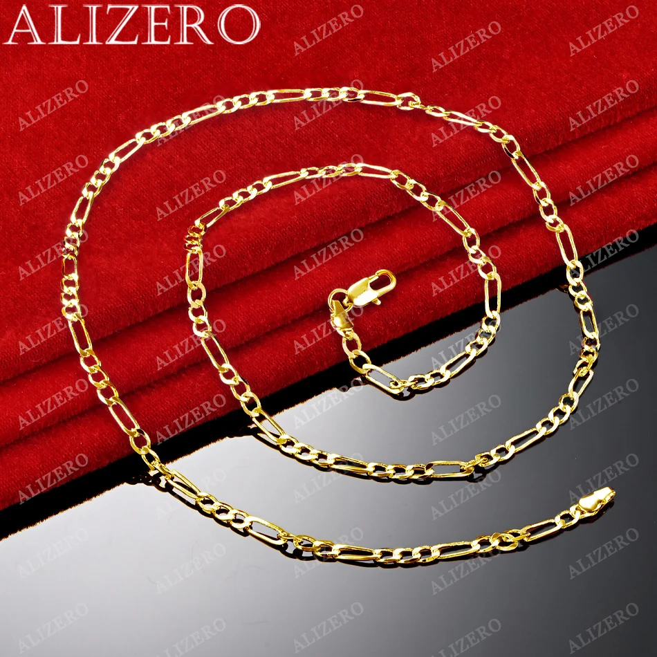 ALIZERO 18K Gold 4MM Figaro Chain Necklace For Women Men Fashion Hip Hop Punk Necklaces Jewelry Wholesale 40-75cm - Image 5