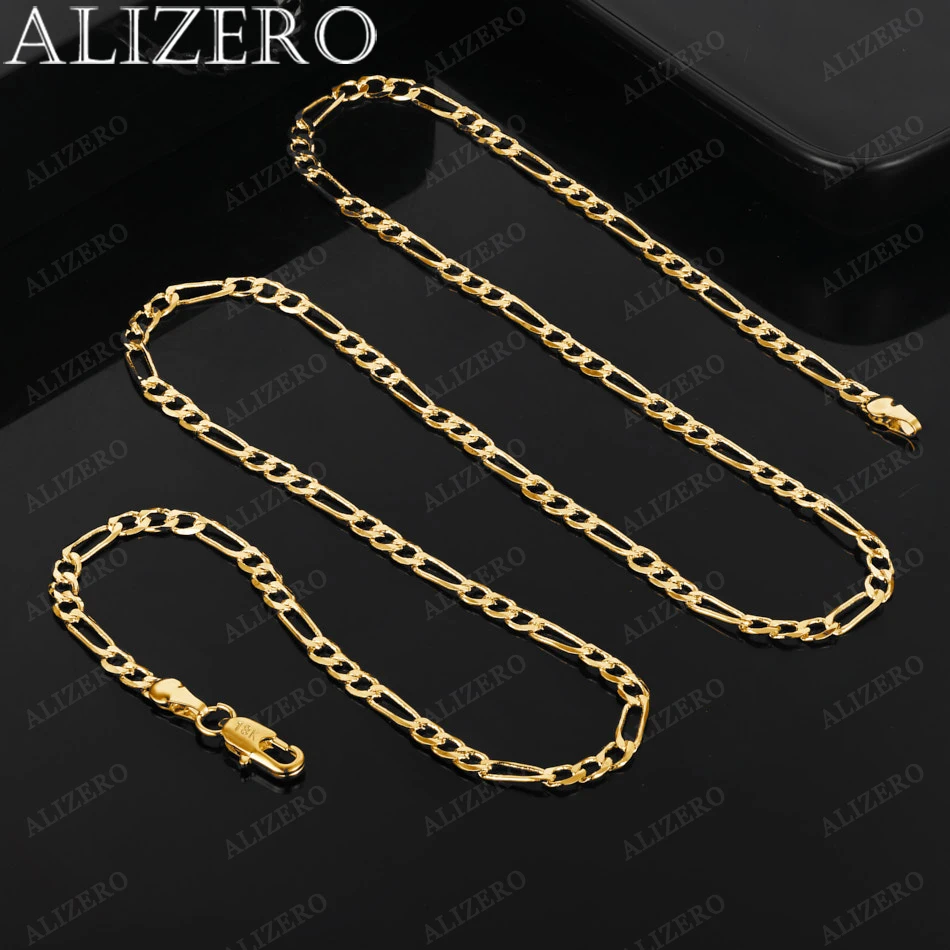 ALIZERO 18K Gold 4MM Figaro Chain Necklace For Women Men Fashion Hip Hop Punk Necklaces Jewelry Wholesale 40-75cm - Image 3