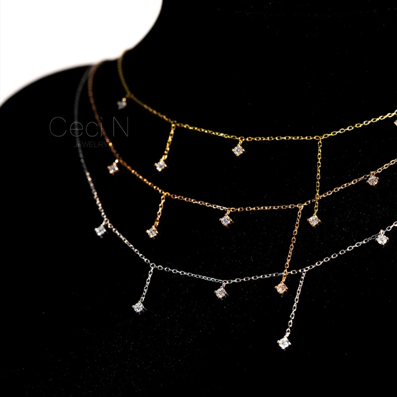 925 Sterling Silver Zircon Star Charms Necklace For Women Choker Elegant Luxury 18k Gold Plated O-Chain Necklace Wedding Jewelry - Image 5