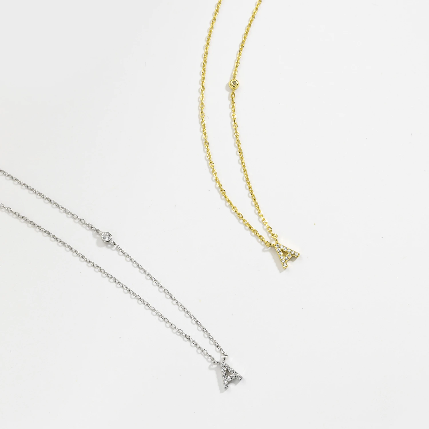 ANDYWEN 925 Sterling Silver Gold Small 26 Letters A- Z Zircon CZ Pendant Monogram Necklace Me 2020 Initial Alphabet M A Jewelry - Image 3