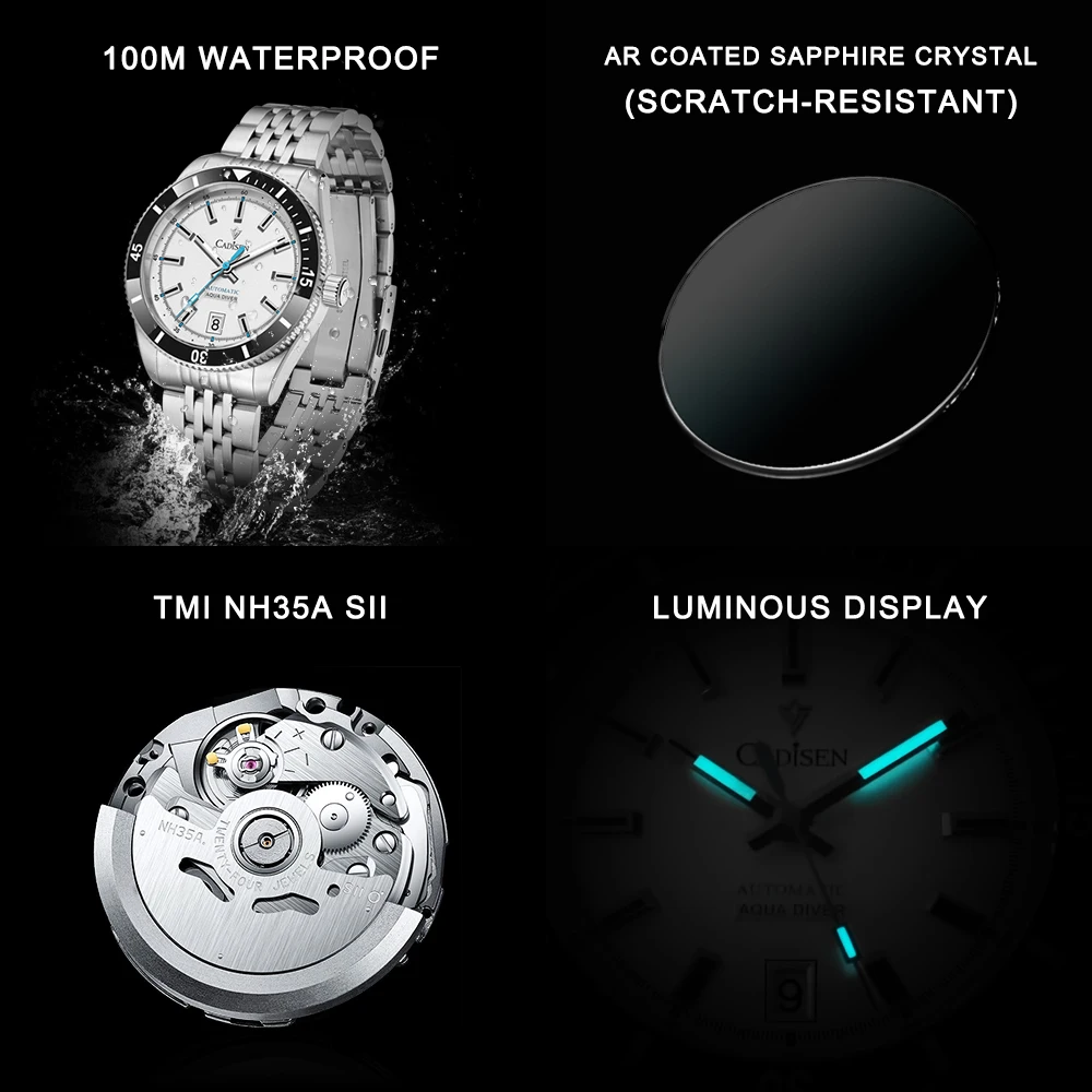 CADISEN New Men's Watches Mechanical Automatic Watch Men Japan Seiko NH35A Ceramic Bezel 10Bar Waterproof Wristwatch For Men - Image 5