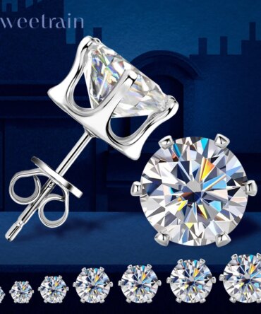 0.1-3ct Moissanite Diamond Stud Earrings for Women Men 925 Silver Original Certified Plated 18k Gold Earring Wedding  Jewelry