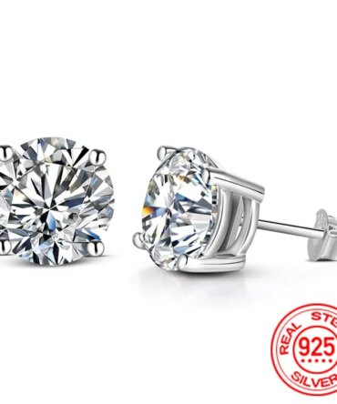 0.5-2 Carat 8.0mm D Color Moissanite 100% 925 Sterling Silver Stud Earrings For Women Top Quality Sparkling Wedding Jewelry