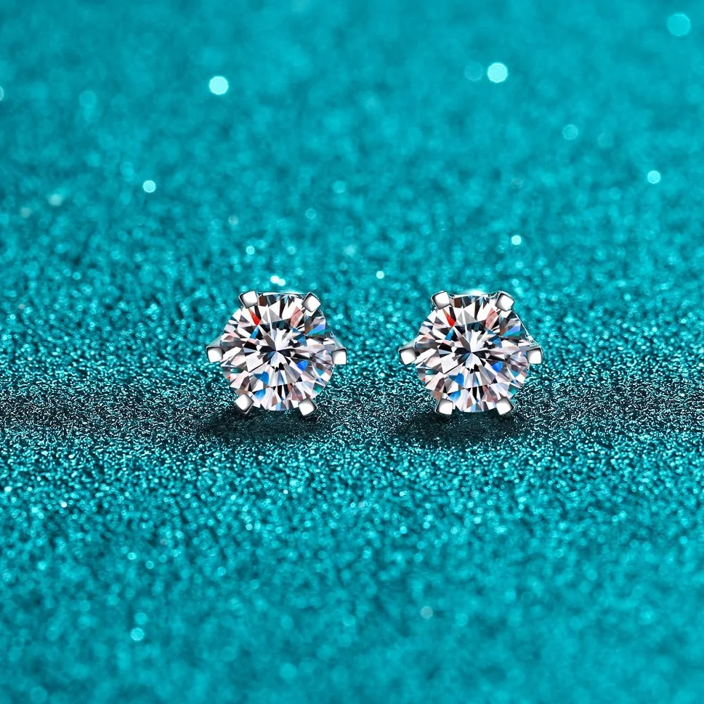 BIJOX STORY Moissanite Screw Stud Earrings D Color 925 Sterling Silver 6 Prong Diamond Earrings For Women Wedding Fine Jewelry - Image 3