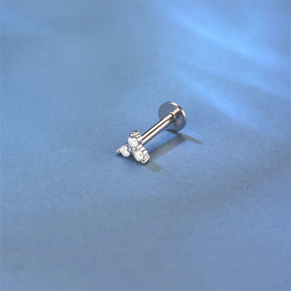 CANNER 1PC 2/3/4mm 4-Prong Moissanite Threaded Cartilage 925 Sterling Silver Stud Earrings For Women Ins Piercing Jewelry Gift - Image 6