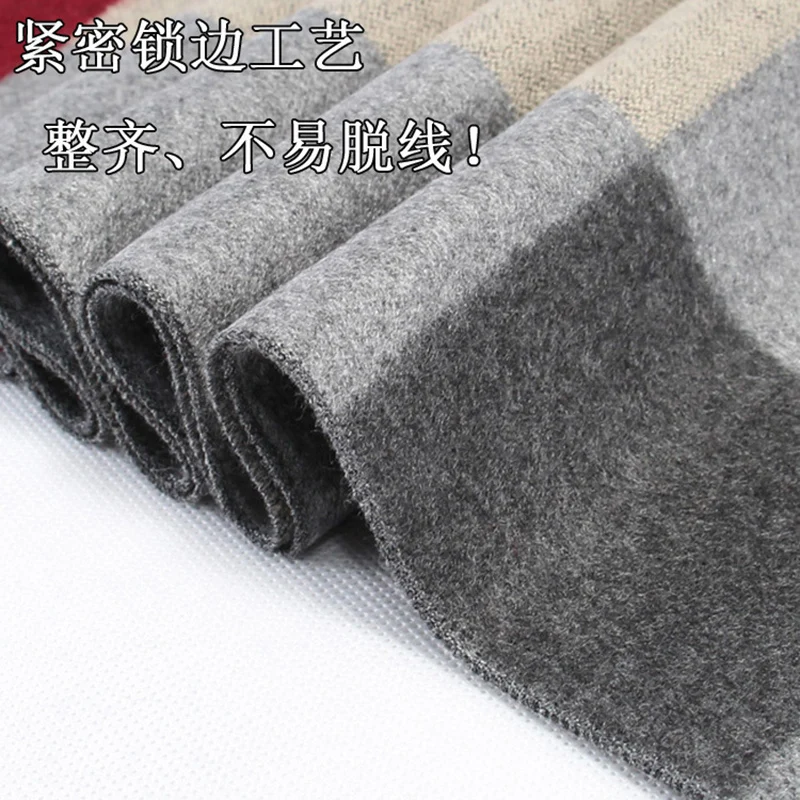 Cashmere Scarf For Men Winter Warm Shawl Big Neckerchief Casual Outdoor Warm Cashmere Scarf Soft Plaid Stripe Pashmina Men Gifts - Image 3