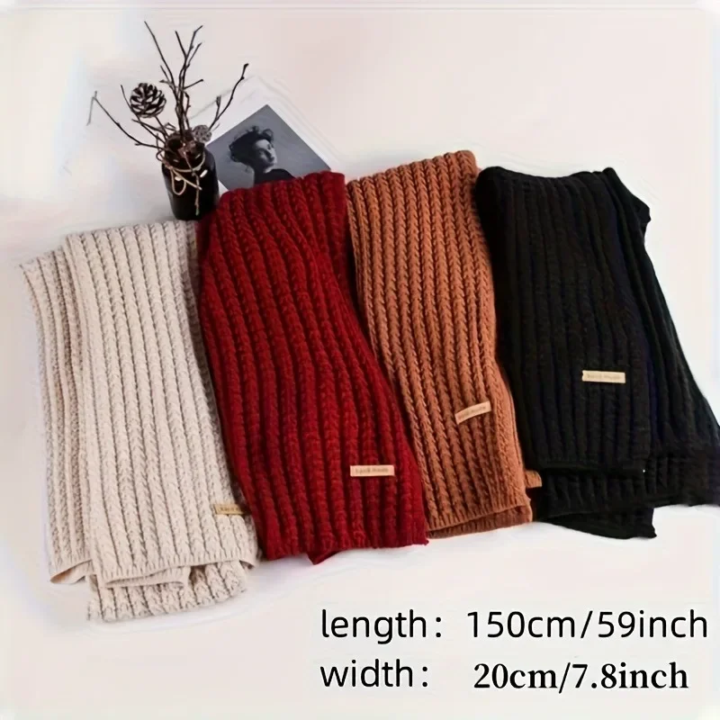 Autumn and Winter Korean Knitted Scarf Soft Thick Solid Color Warm Scarf for Women Couples Students Christmas Gift - Image 5