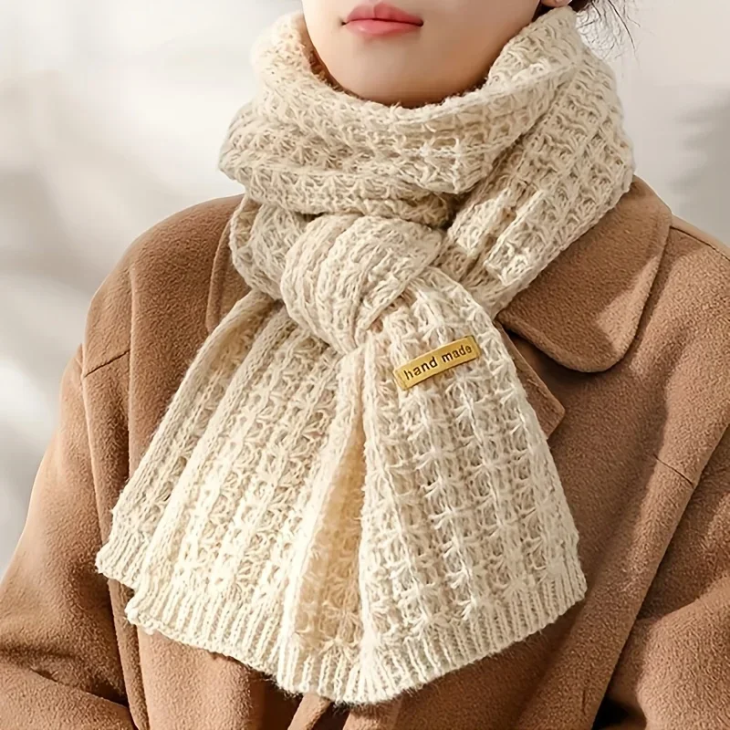 Autumn and Winter Korean Knitted Scarf Soft Thick Solid Color Warm Scarf for Women Couples Students Christmas Gift - Image 4