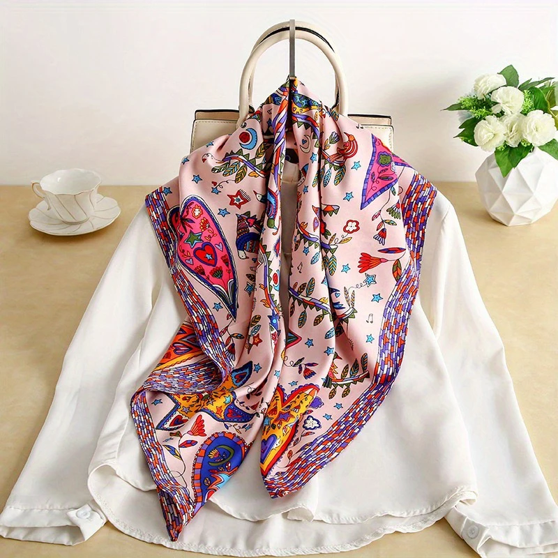 90*90Cm Square Scarf Twill Silk Feeling Women Head Shawls and Wraps Luxury Hair Tree Print Neck Scarves Hijab Bandana Pashmina - Image 3