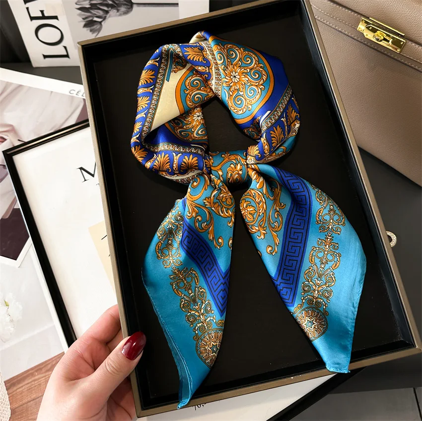 New Four Seasons Fashion Print Silk Square Scarf 70x70cm Fashionable Four Seasons Headband Luxury Sunscreen Shawl Bandannas - Image 3