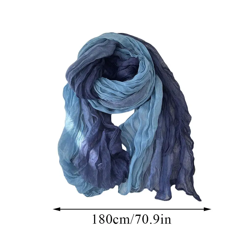 180x90cm Scarf Cotton Hemp Gradient Blue Autumn Winter Korean Versatile Printed Women Long Soft Fashionable Trend Fold Shawl DIY - Image 6