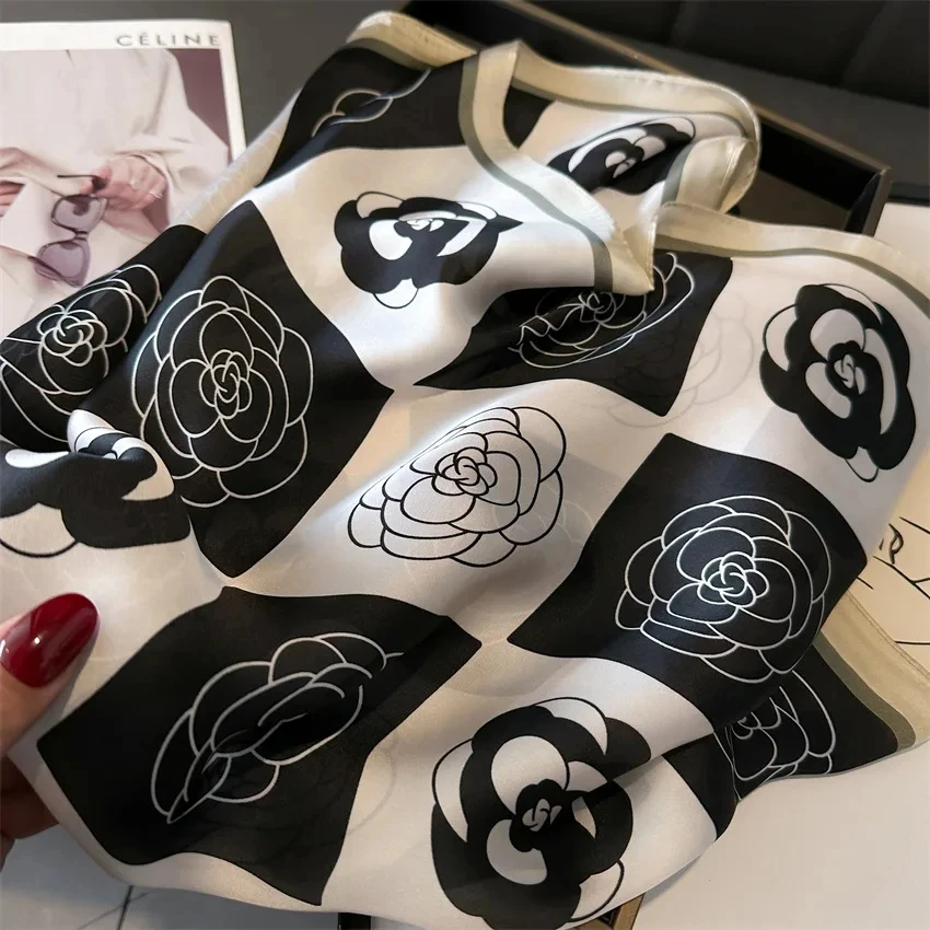 Luxury Silk Scarfs Square Scarf Korean Fashion Kerchief Popular Silk Scarves Bandanna Wraps Scarf Decoration Shawl 70*70CM - Image 5