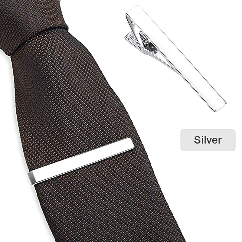 2.2" Inches Silver Tie Clip For Men Business Party Minimalist Tie Clips And Cufflinks To Man Shirt Men Cuff Man Fashion Lawyer