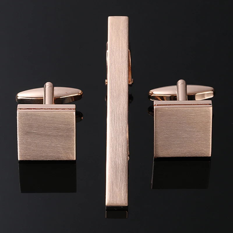 Classic men's French shirt cufflinks tie clips sets Laser metal drawing cuffs button clips business suit accessories wholesale - Image 4