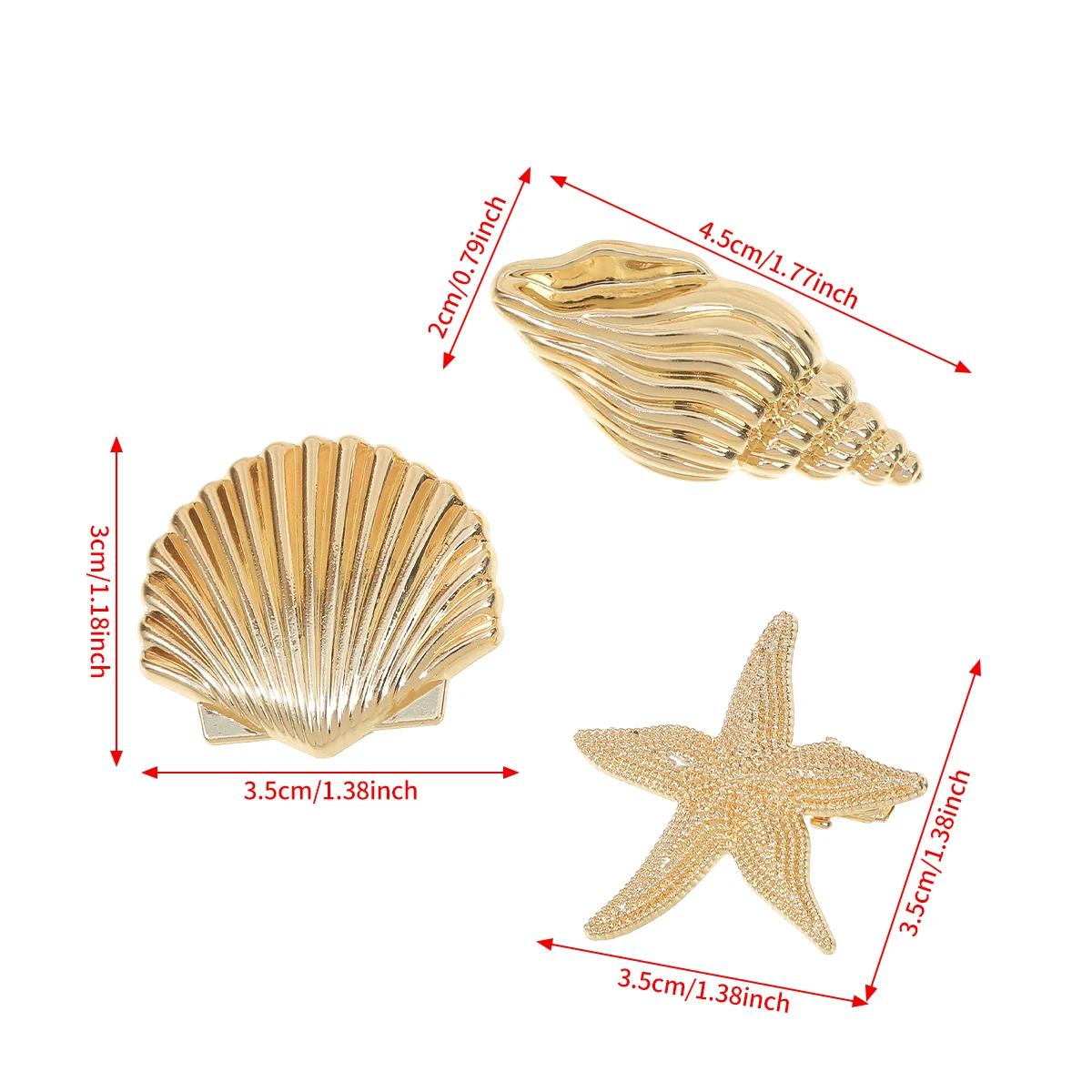 AWAYTR Trendy Gold Color Flower Shell Starfish Hair Clips Y2K Hairpins Women Girls Metal Imitation Side Hair Accessories - Image 6