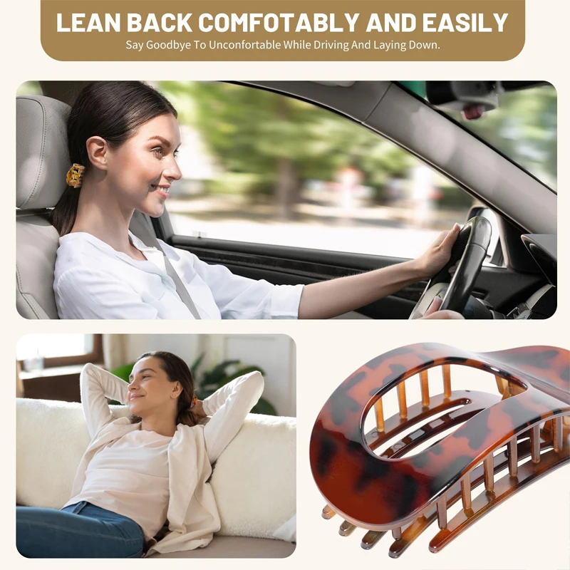 Fashion Oval Flat Hair Clips for Women New Design Leopard Large Flat Round Claw Clip French Hair Clips Trendy Hair Accessories - Image 6