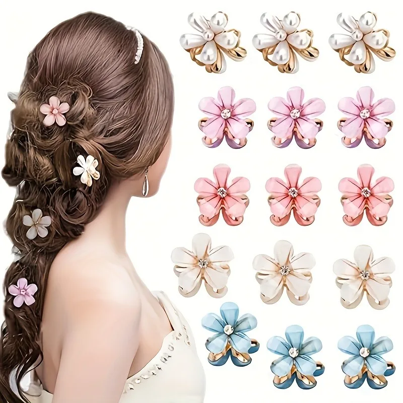 6pcs 3pcs 1pc Kids Women Girls Flower Shaped Hair Grab Clips, Faux Pearl Decorative Hair Barrettes Hair Decoration Accessories - Image 3