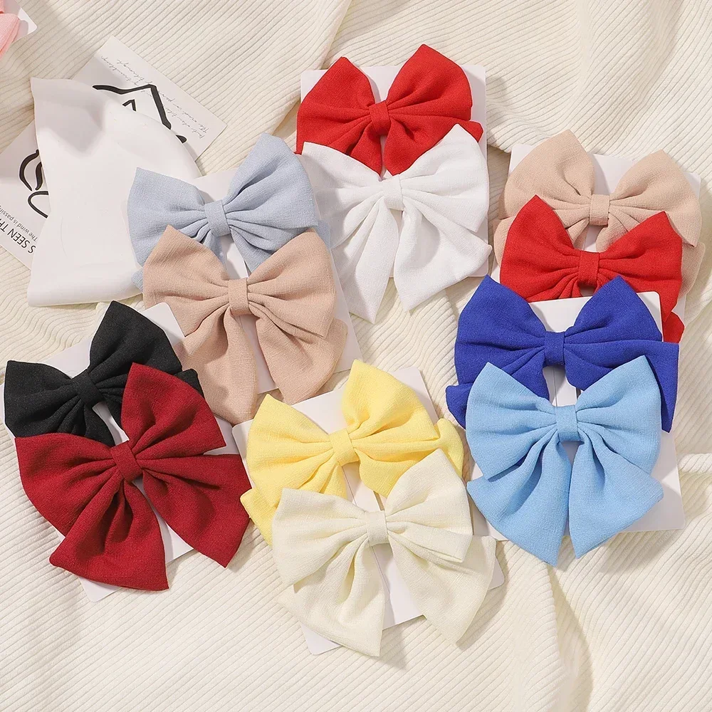 2pcs/set 4.5" Cheer Bow Hair Clip for Kids Lovely Grosgrain Ribbon Hairgripes Girls Delicate Bowknot HairPins Baby Headwear Set - Image 4