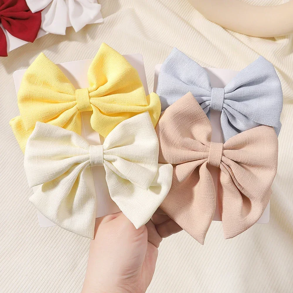 2pcs/set 4.5" Cheer Bow Hair Clip for Kids Lovely Grosgrain Ribbon Hairgripes Girls Delicate Bowknot HairPins Baby Headwear Set