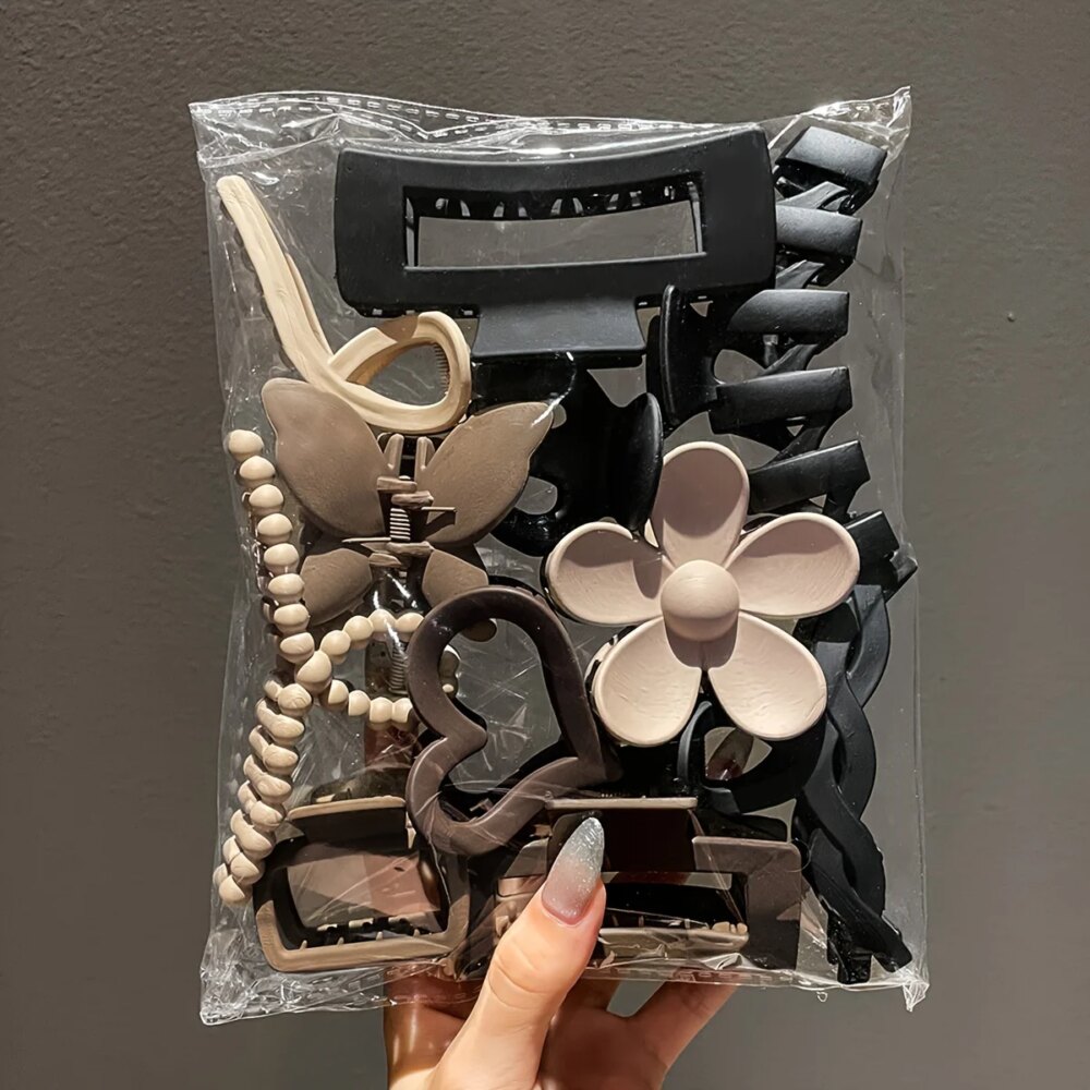 11pcs Women's High-end Frosted Clip Set Women's Back Head Hair Shark Clip Headwear