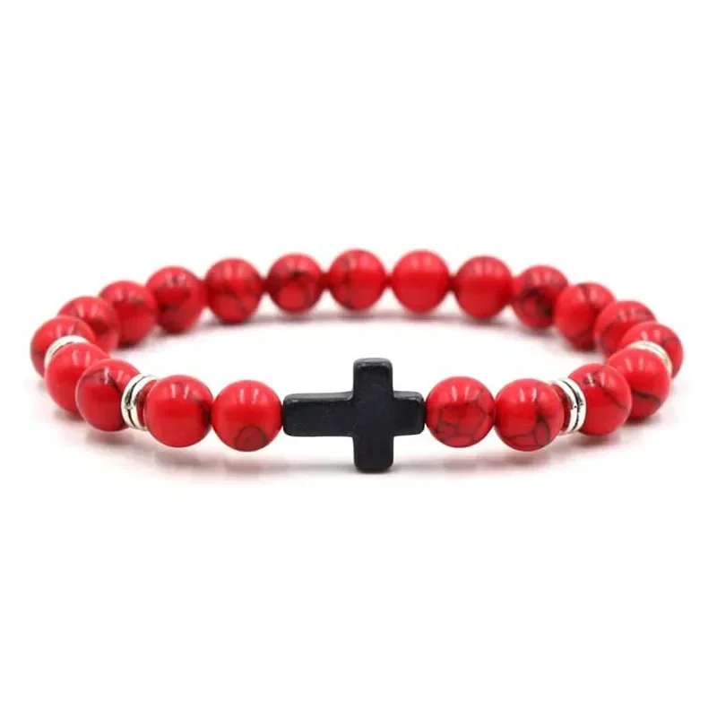 Prayer Men Natural Stone Wood Beads Rosary Hematite Cross Bracelets Onyx Meditation Bracelet Women Yoga Jewelry Homme Pulsera - Image 3