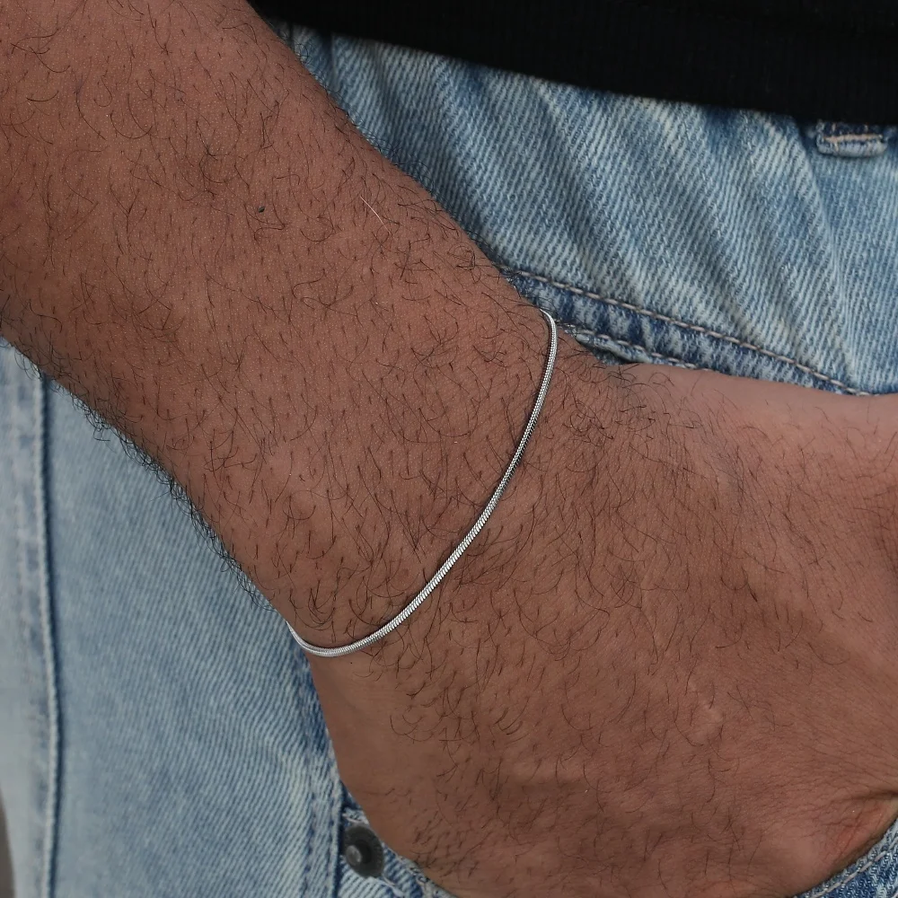 Simple MEN Stainless Steel Square Snake Bone Chain Bracelet Hip-Hop Jewelry Trendy Party Accessories Bracelet For Women - Image 3