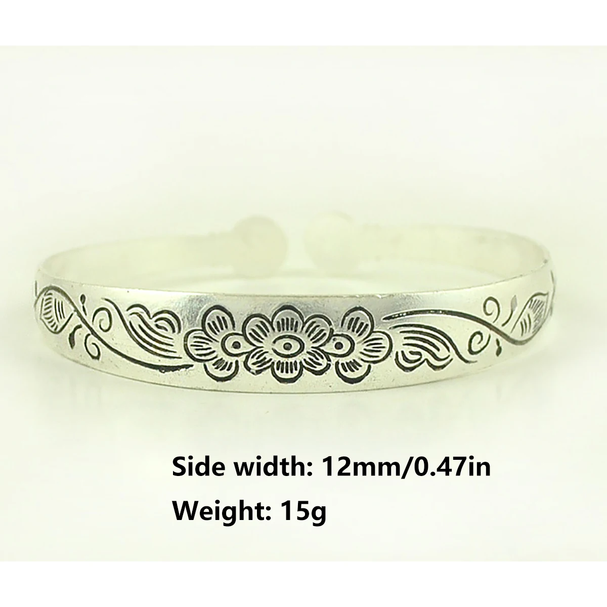 New Retro Cuff Bracelets Tibetan Silver Metal Carving Fish Elephant Flower Bangles Vintage Gypsy Jewelry Female Gifts - Image 5